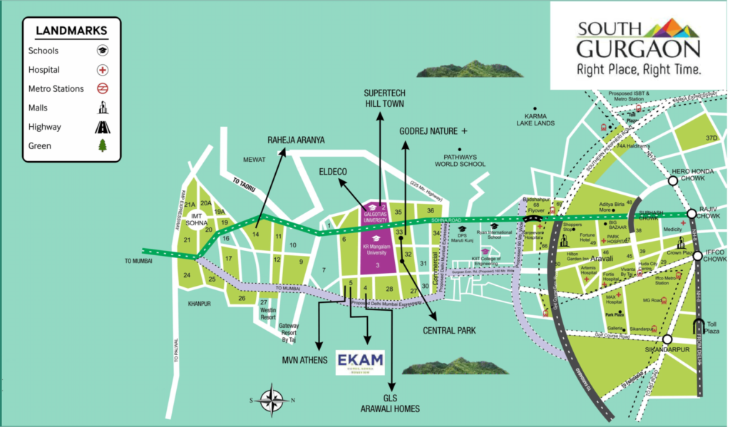 Paras Ekam Roseview 2 Location Map